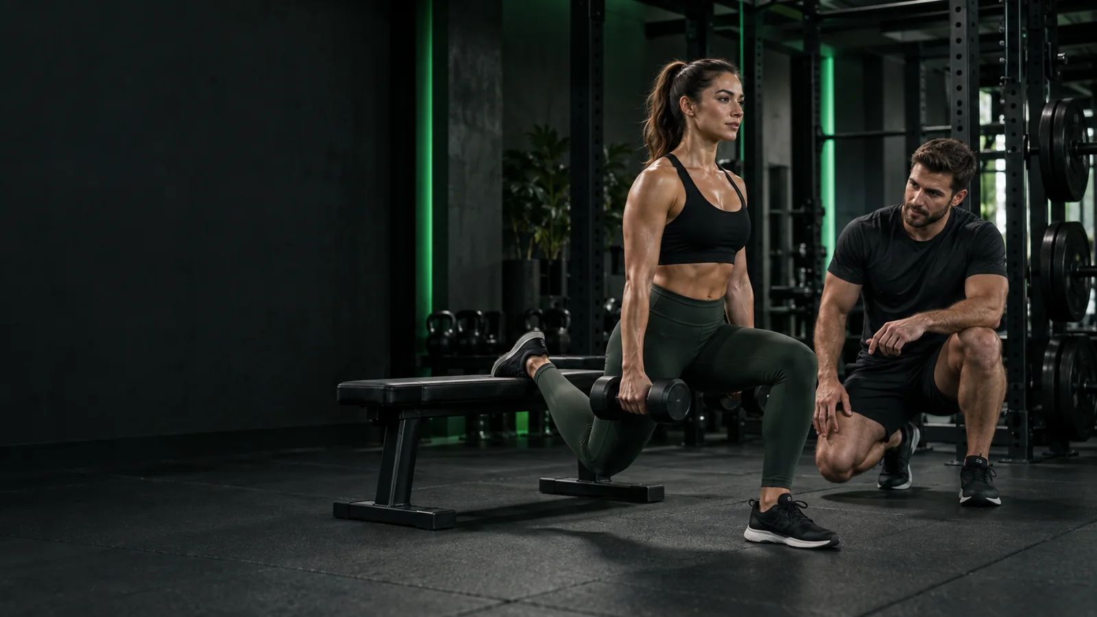Dos personas entrenando con equipamiento funcional en un gimnasio moderno